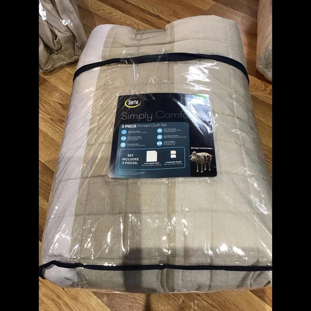 Serta 3 piece full queen quilt set, new